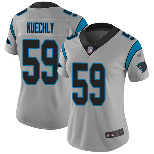 Carolina Panthers Limited Silver Women Luke Kuechly Jersey NFL Football #59 Inverted Legend